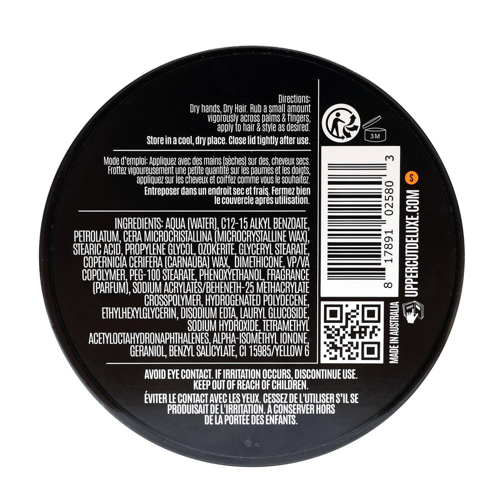 UPPERCUT DELUXE Texture Cream Leather Shadow scent adds refined grooming notes.