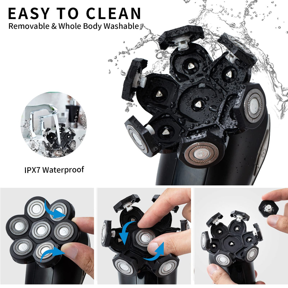 UPTARD head shaver replacement head pack showing universal compatibility.