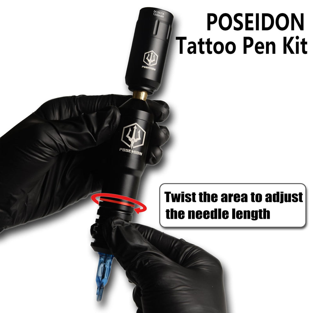 UPTATSUPPLY Poseidon wireless tattoo machine in a compact, quiet design