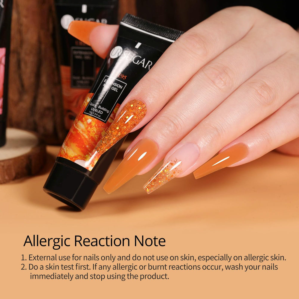UR SUGAR pumpkin orange nail swatch with vibrant shade for festive manicure
