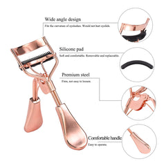 Uranian Beauty Eyelash Curler Comb refill pads close-up with soft silicone protection.