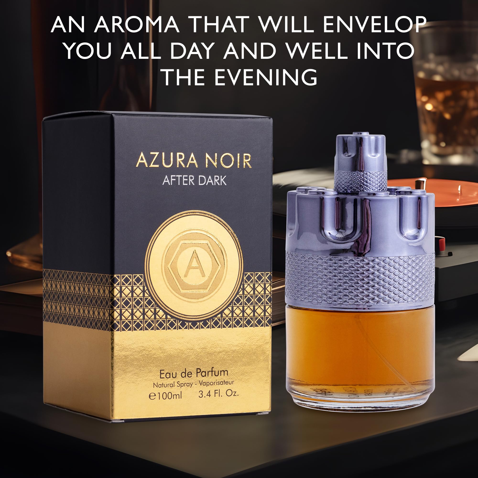 Close-up of Azura Noir After Dark top notes: lemon and mandarin orange