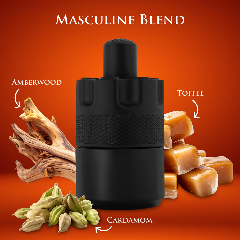 Top view of Azura Noir Intense bottle highlighting premium packaging design.