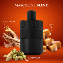 Top view of Azura Noir Intense bottle highlighting premium packaging design.