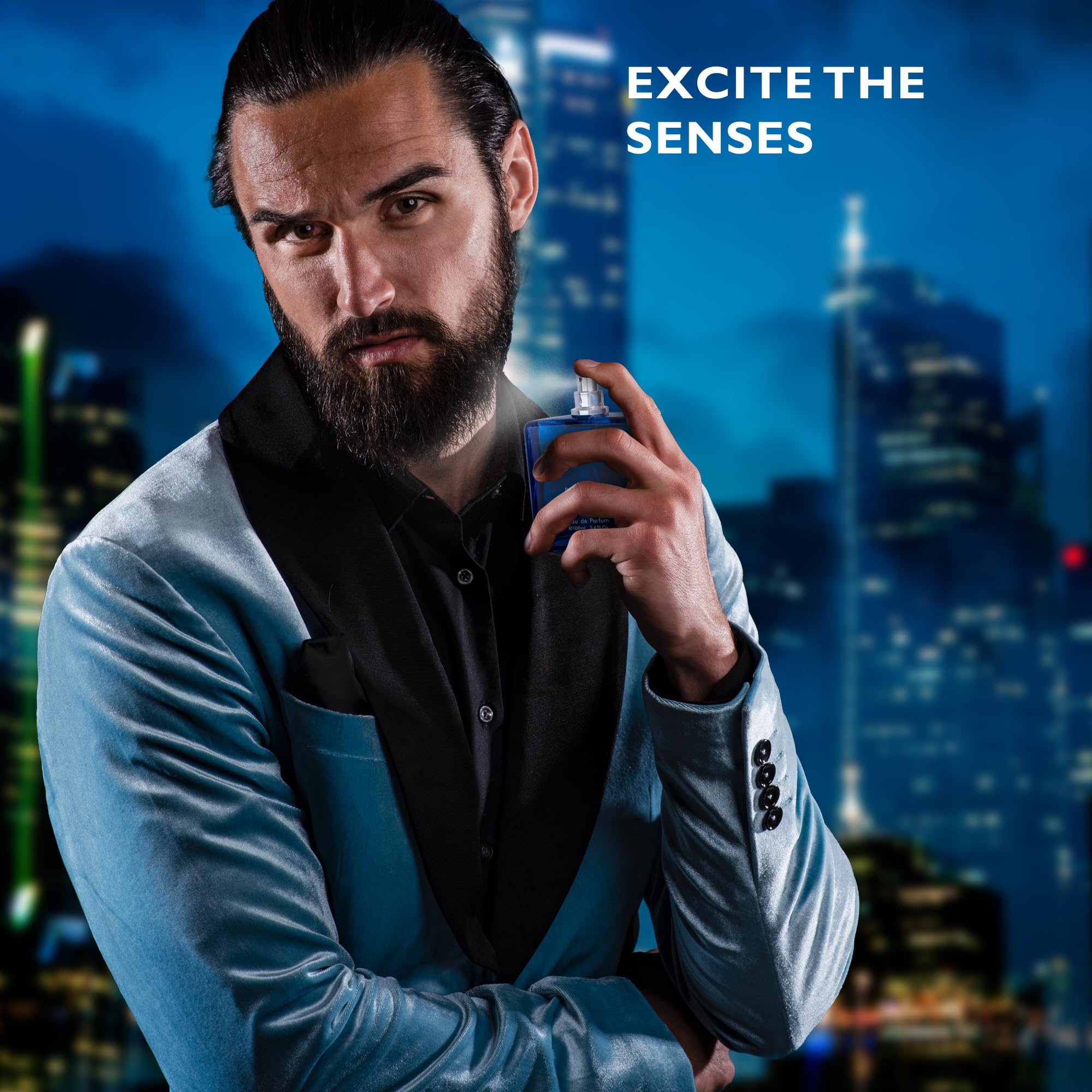 Urban Collection Bleu for Men spray-action bottle, easy application.
