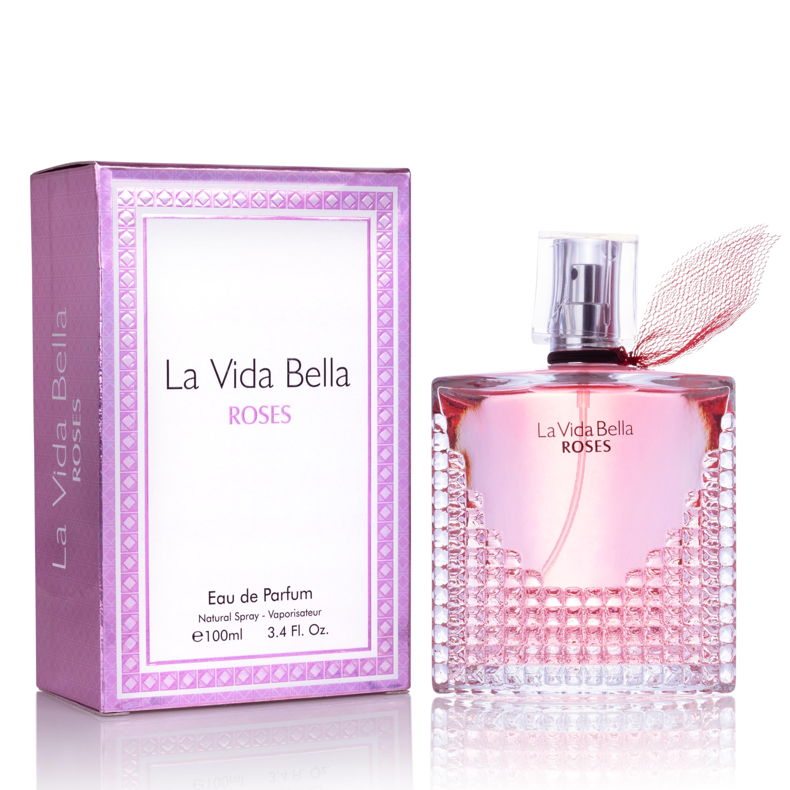URBAN COLLECTION La Vida Bella Roses bottle showing the floral amber fragrance for daily wear