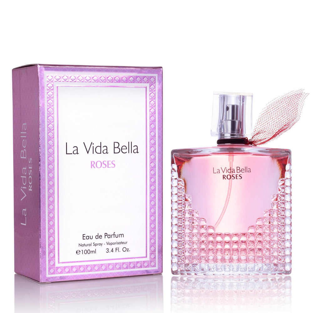 URBAN COLLECTION La Vida Bella Roses bottle showing the floral amber fragrance for daily wear