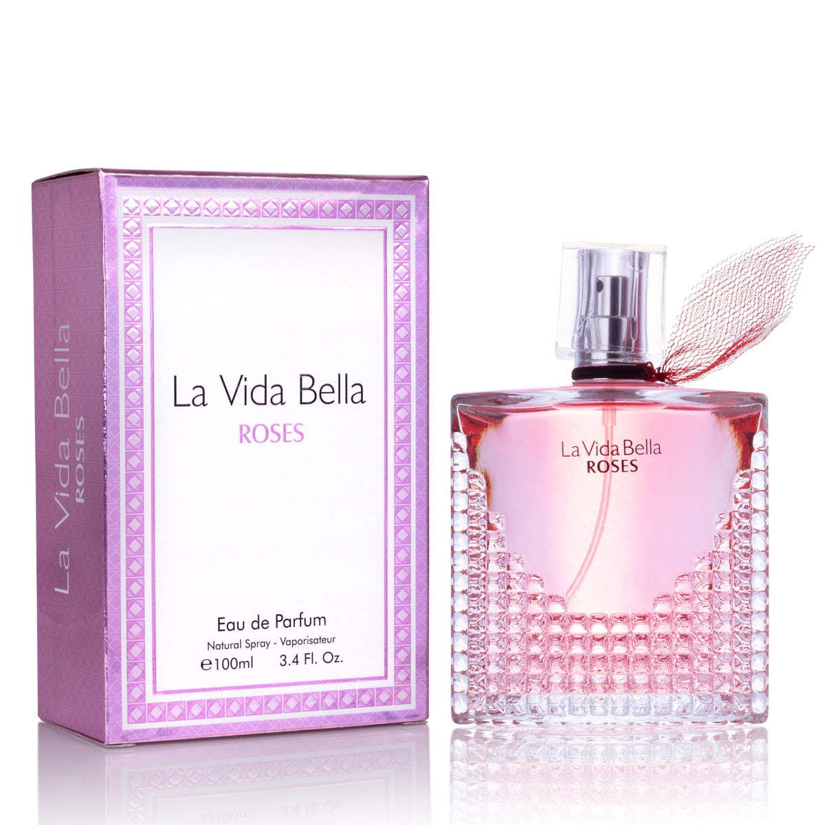 URBAN COLLECTION La Vida Bella Roses bottle showing the floral amber fragrance for daily wear