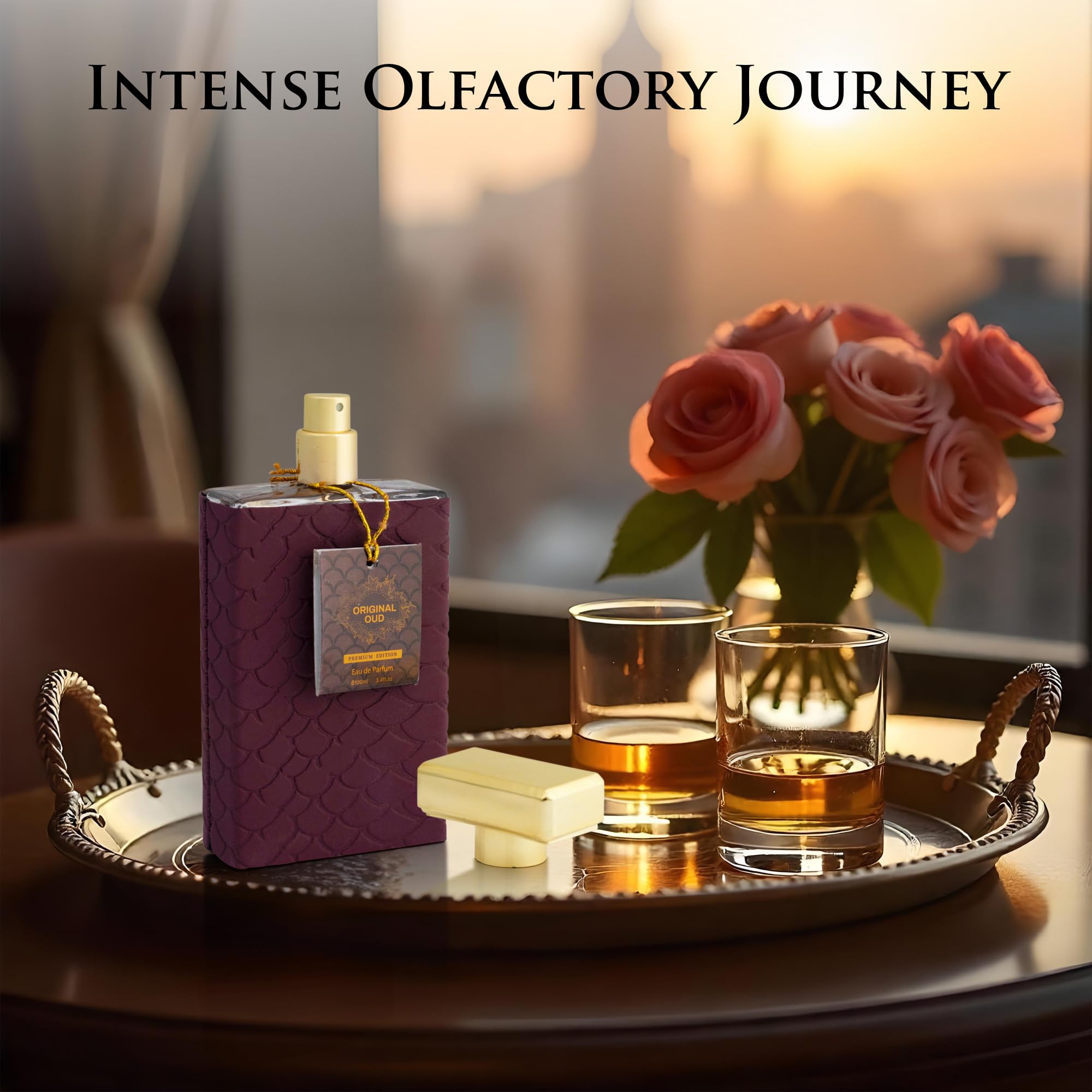 URBAN COLLECTION Original OUD Premium Edition closeup amber tones and spice notes.