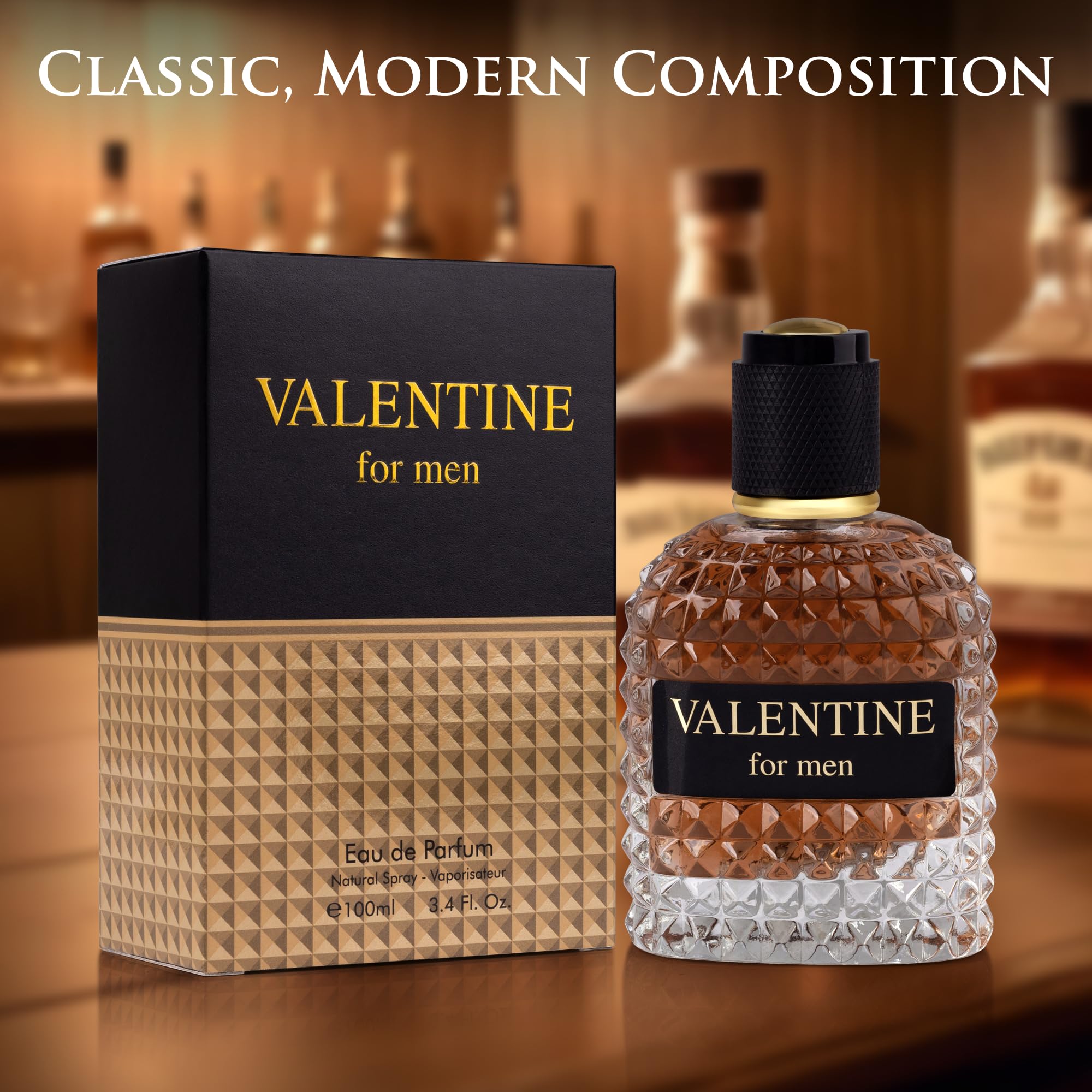 Urban Collection Valentine base notes: cedar and leather for lasting masculine impression.