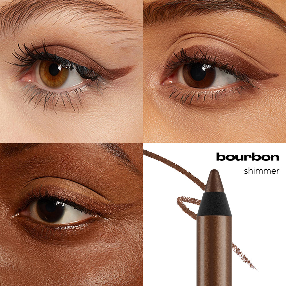 Urban Decay 24/7 Glide-On Eyeliner Bourbon swatch on skin highlighting bronze shimmer and long-wear.
