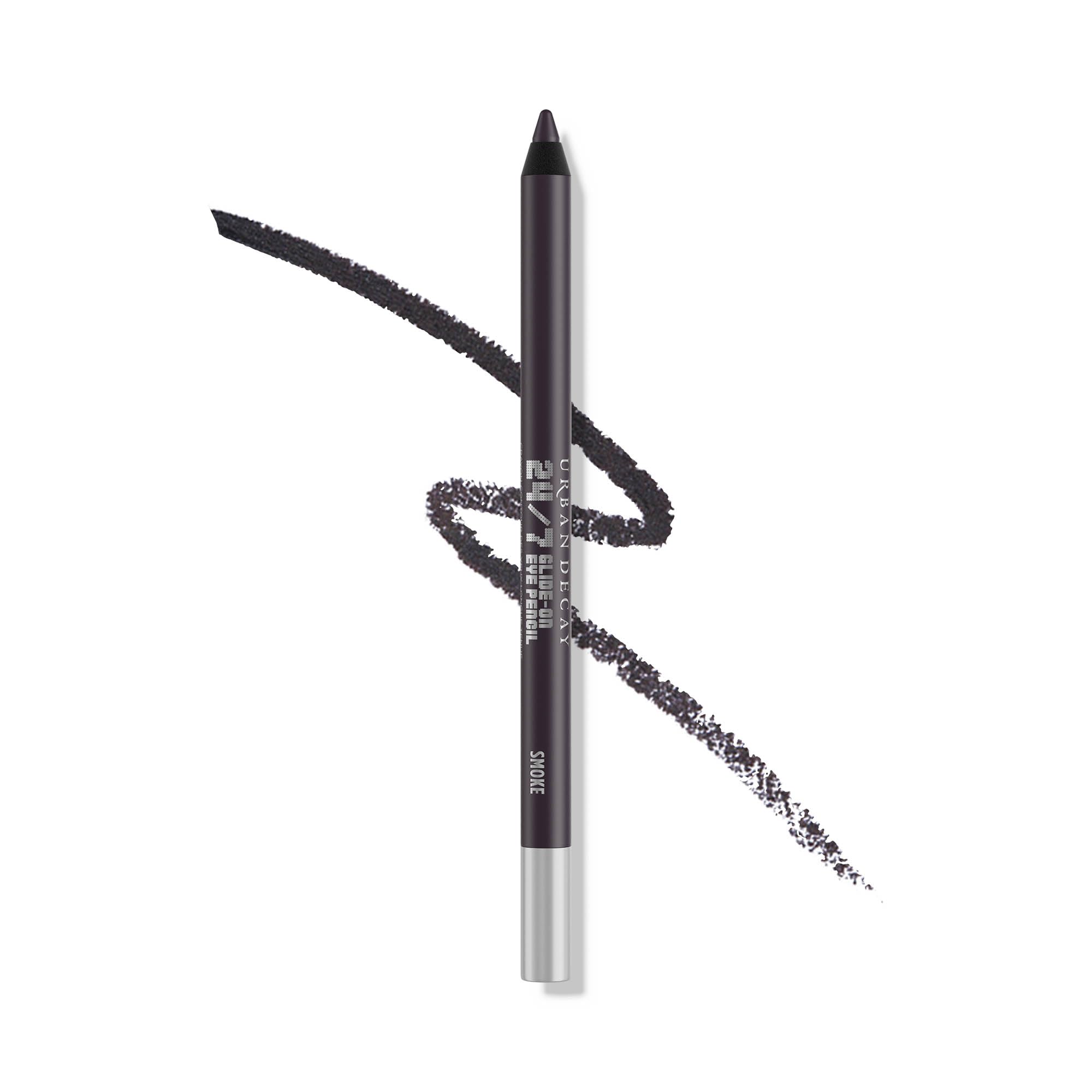 URBAN DECAY 24/7 Glide-On Eyeliner Smoke swatches show deep matte gray pigment and long wear