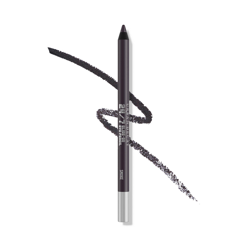 URBAN DECAY 24/7 Glide-On Eyeliner Smoke swatches show deep matte gray pigment and long wear