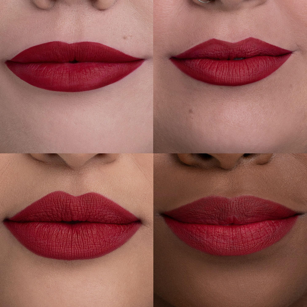 Urban Decay 24/7 Lip Pencil Bad Blood being applied on lips for clean definition