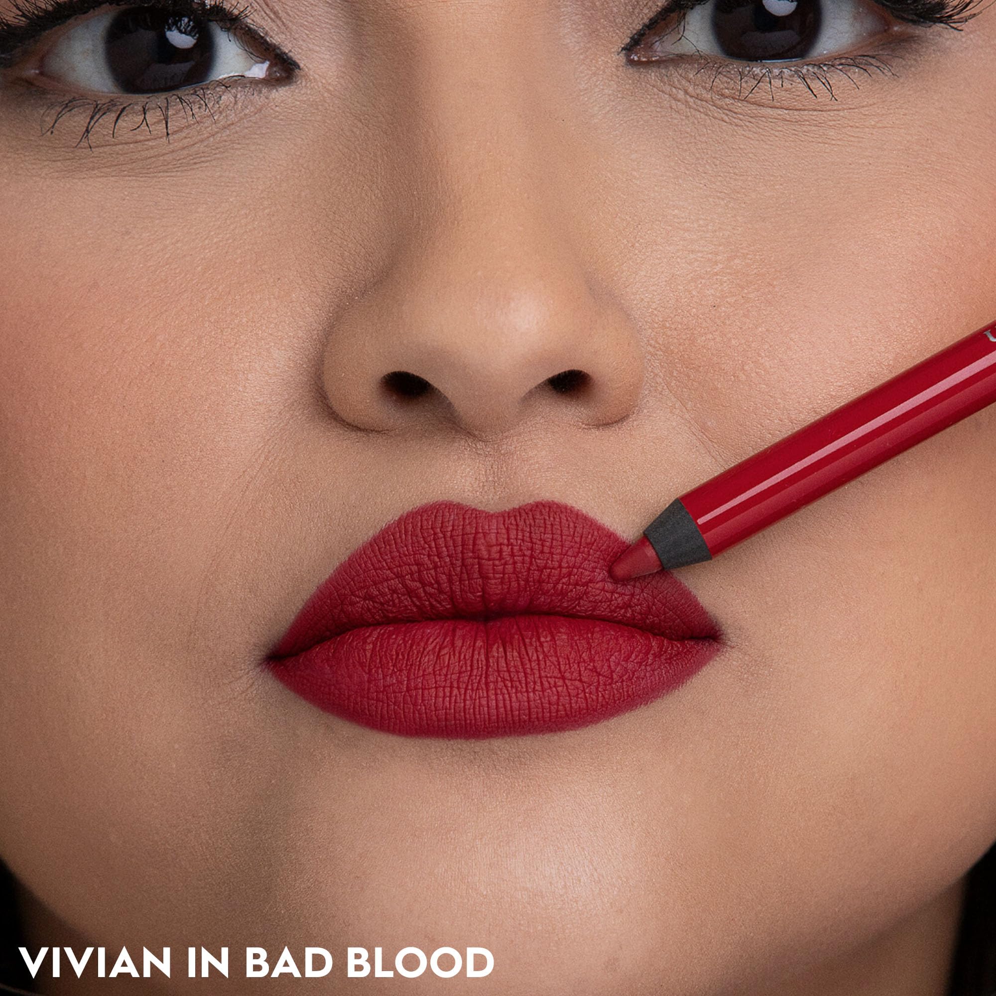Urban Decay 24/7 Glide-On Lip Pencil Bad Blood texture close-up with creamy glide