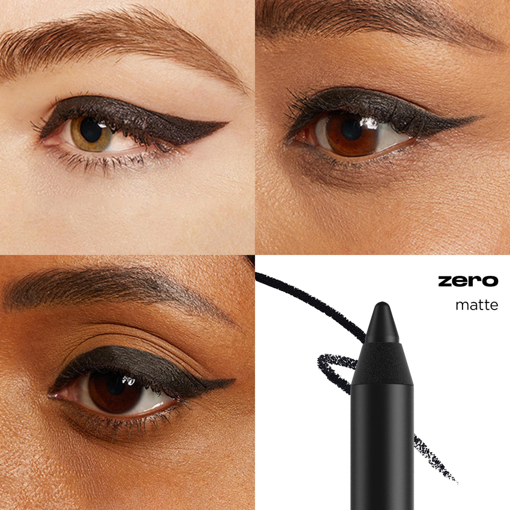 Urban Decay 24/7 Glide-On Zero Matte Black swatch shows matte pigment payoff