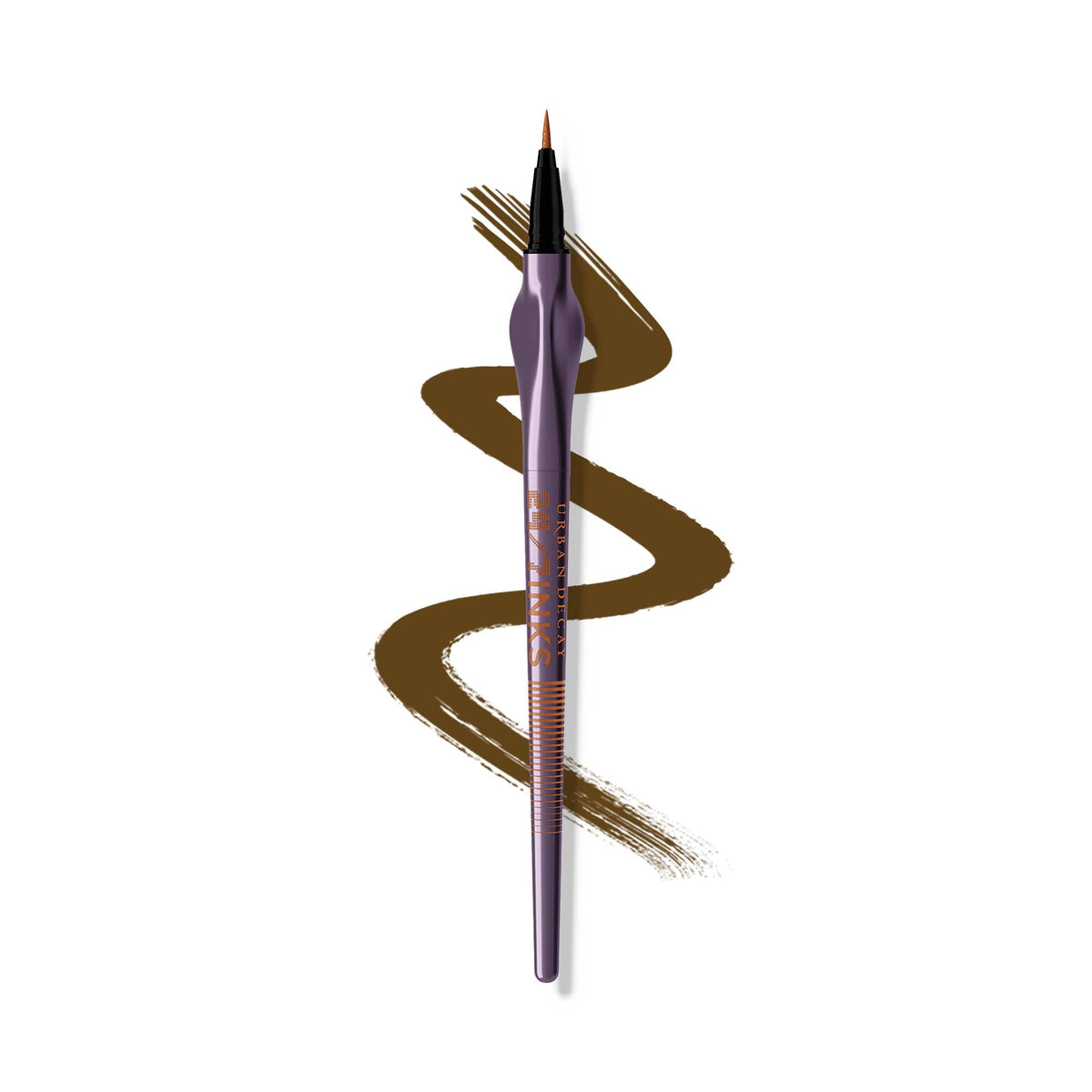 Urban Decay 24/7 Inks Whiskey swatch shows matte dark brown for precise definition.