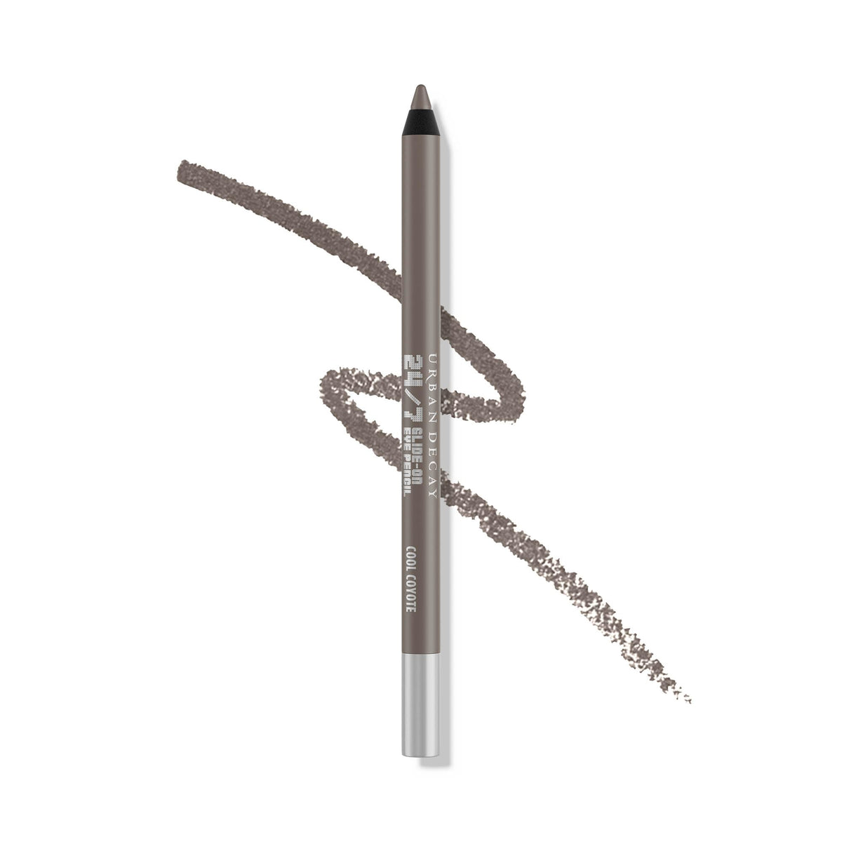 Urban Decay 24/7 Waterline Eyeliner Cool Coyote closeup shows creamy waterproof charcoal-gray for tightlining.