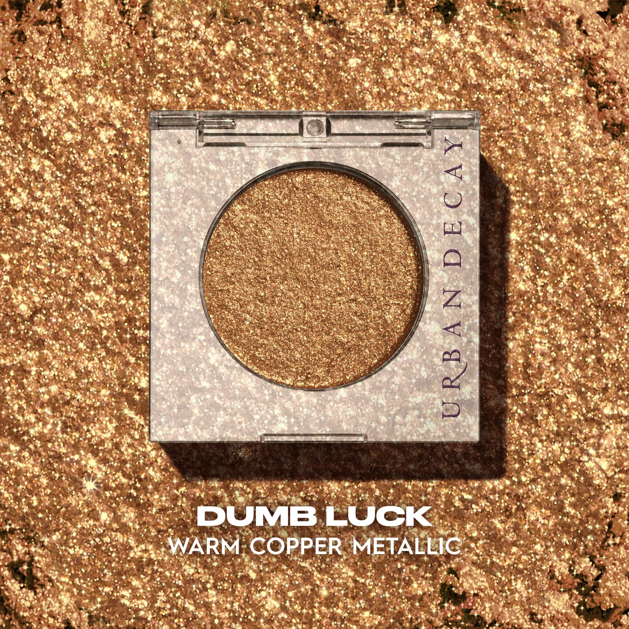 Urban Decay Dumb Luck single compact shows sleek crease-free color.