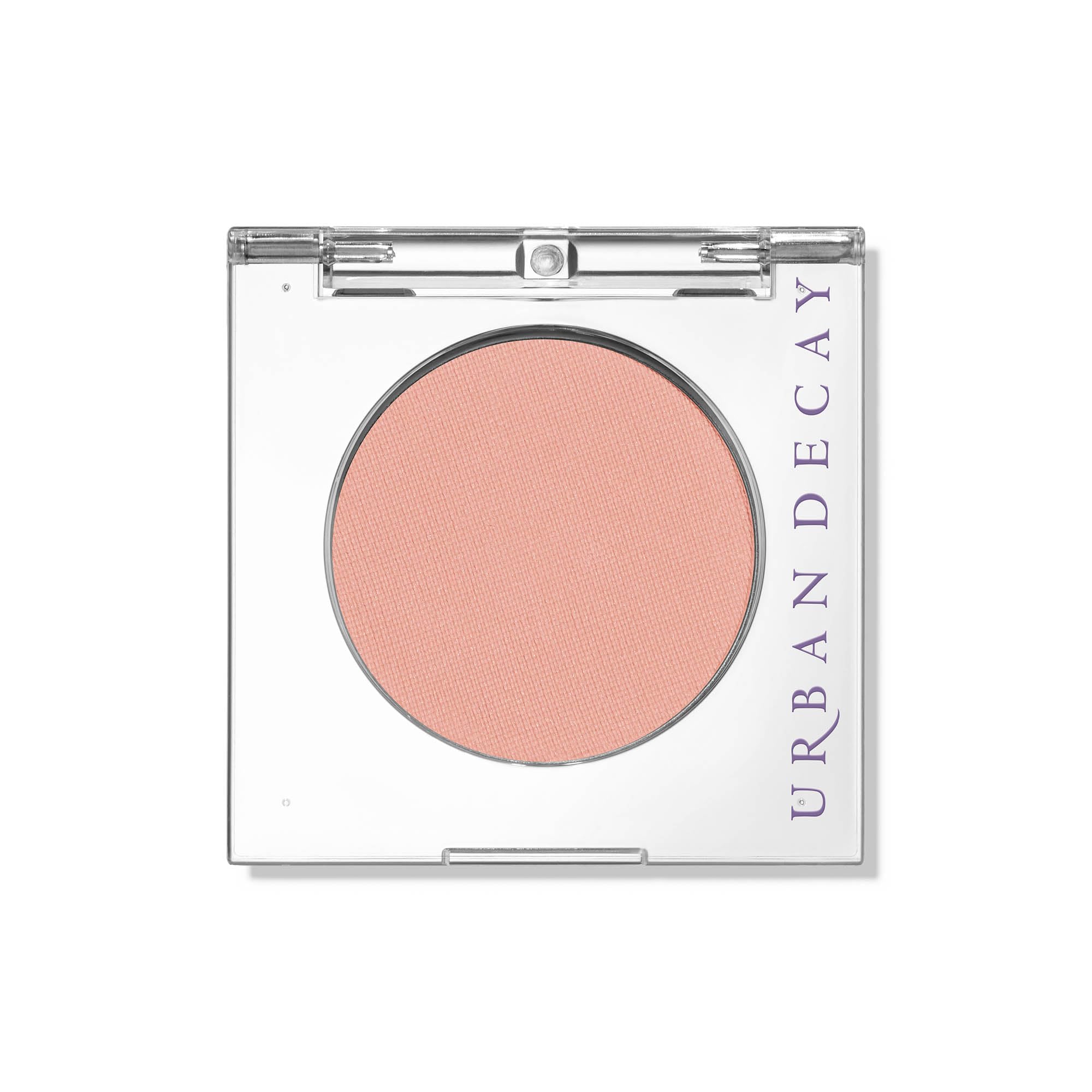 Urban Decay 24/7 Introvert peach matte compact close-up showing crease-free wear.