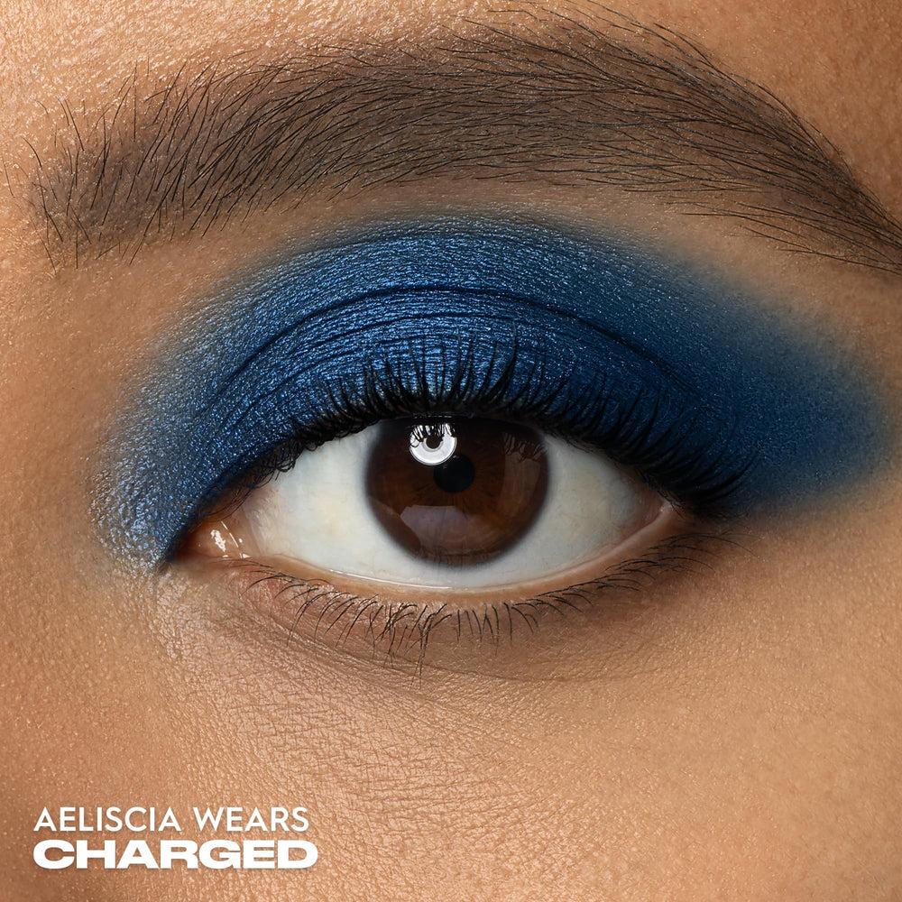 Urban Decay 24/7 Eyeshadow Single Charged packaging close-up highlights velvety finish.