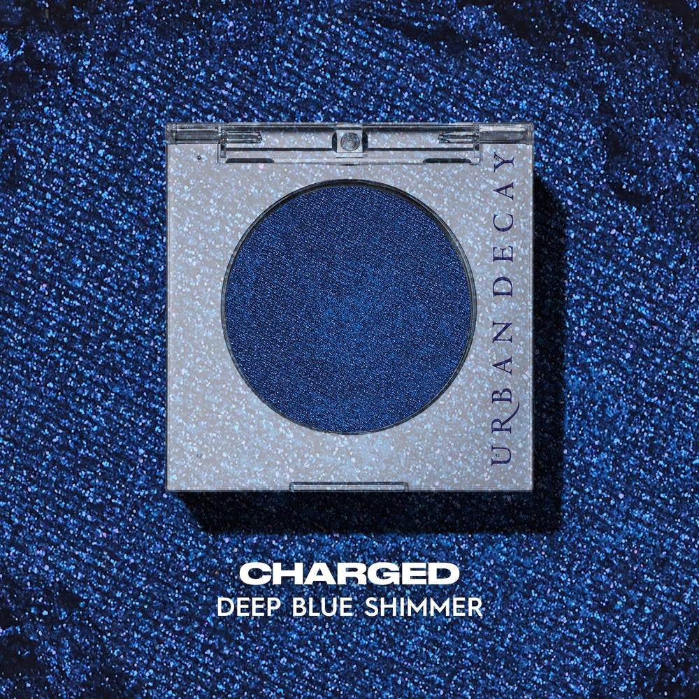 Urban Decay 24/7 Eyeshadow Single Charged swatch shows high-pigment payoff.