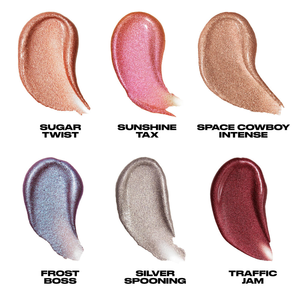 Urban Decay 24/7 Glaze-On Frost Boss offers cool-toned shimmer for versatile looks.