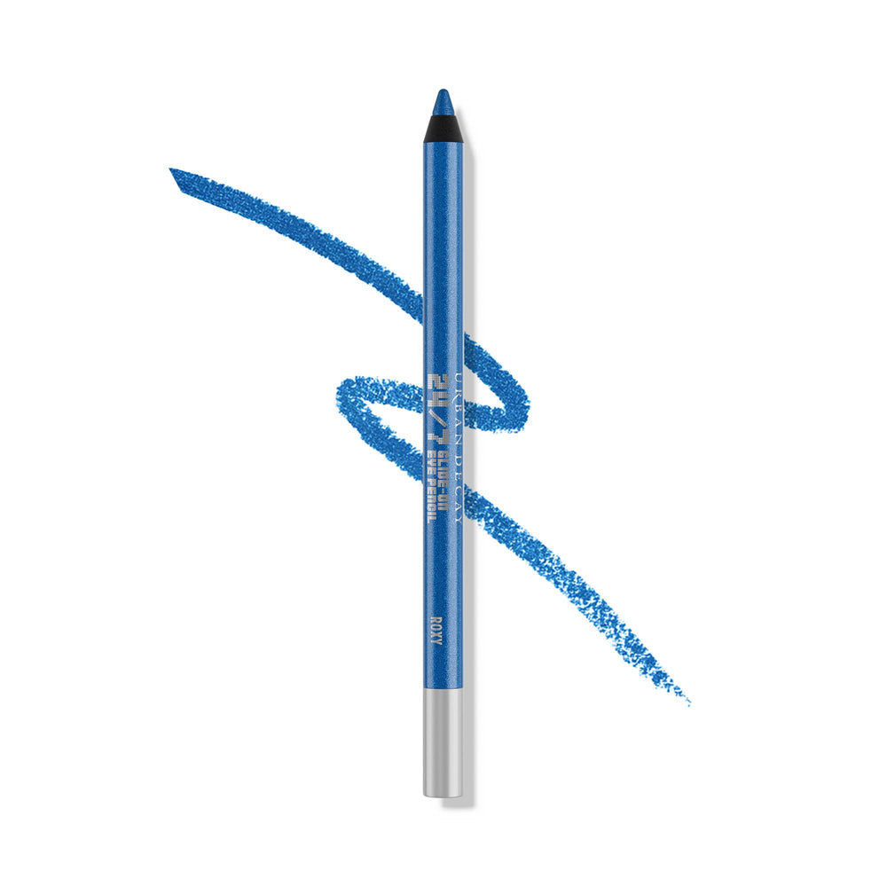 Urban Decay 24/7 Glide-On Eyeliner Roxy metallic blue pencil swatch with long-wear payoff
