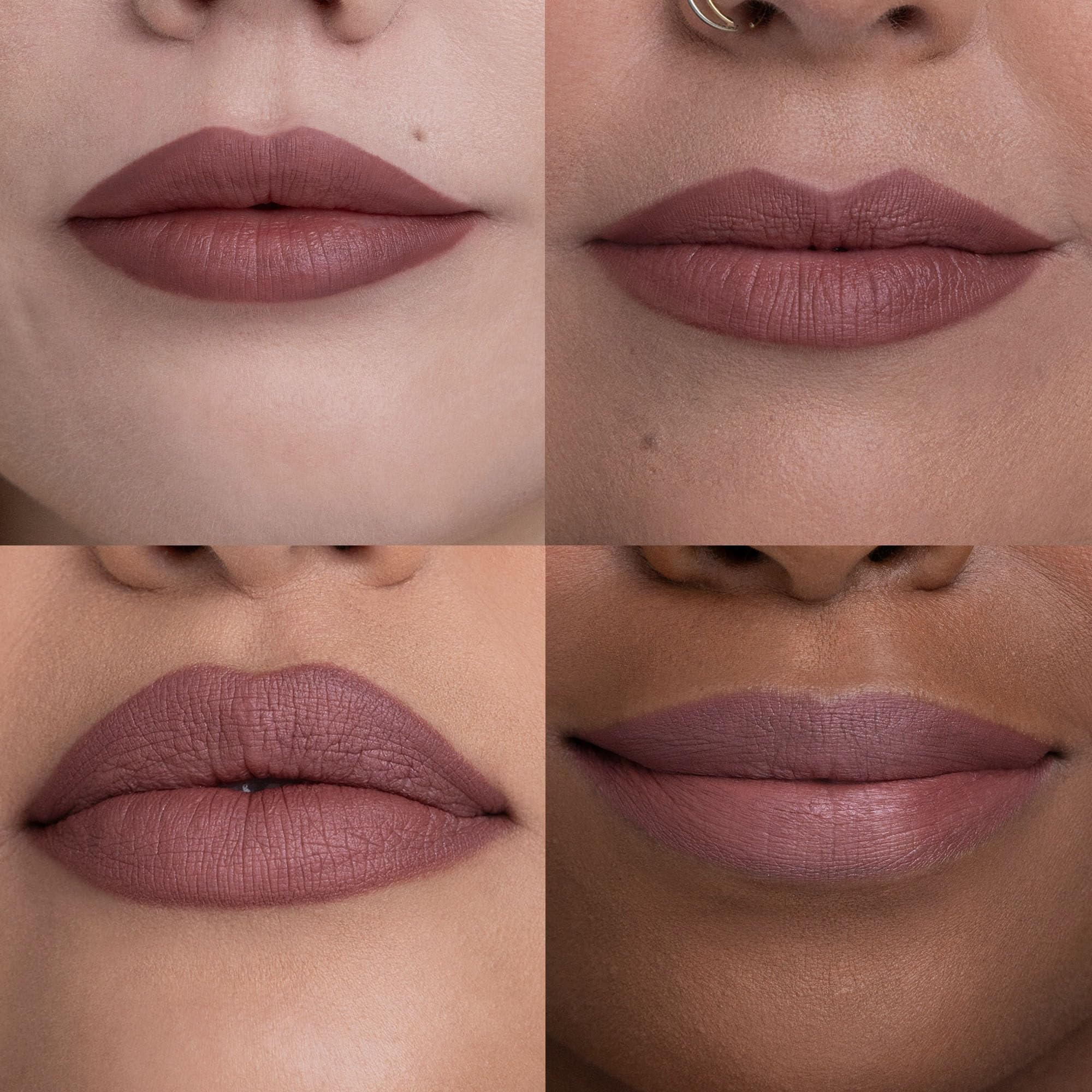Urban Decay 24/7 Glide-On Lip Pencil Liar Mauve Nude application shows primed, long-wearing lip definition.