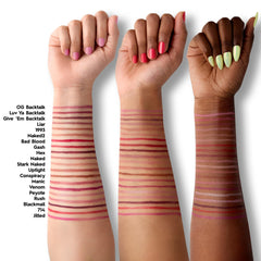 URBAN DECAY 24/7 on lips demonstrates longwear color and feathering prevention