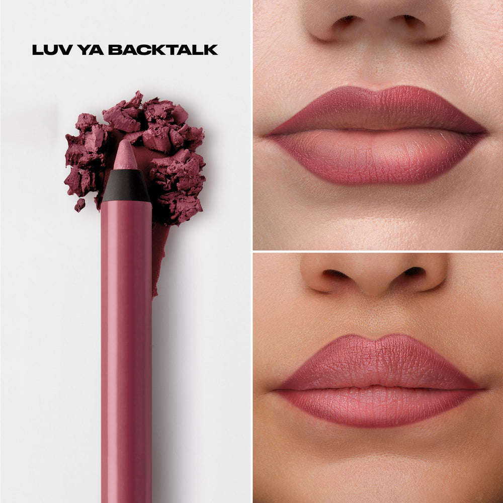 URBAN DECAY lip pencil swatch in Luv Ya Backtalk for versatile day-to-night looks