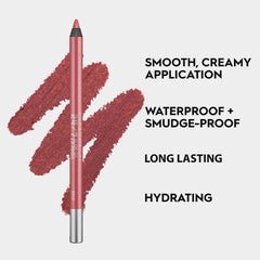 URBAN DECAY 24/7 Lip Pencil Rush swatches on arm compare pink mauve shade on skin.