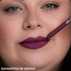 Urban Decay Venom cap-off image highlights compact, travel-friendly lip pencil