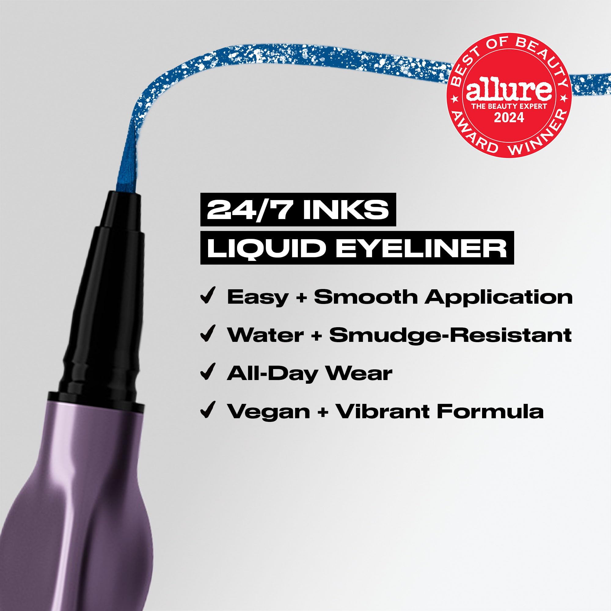Urban Decay 24/7 Inks brush-tip application shot shows smooth liner line