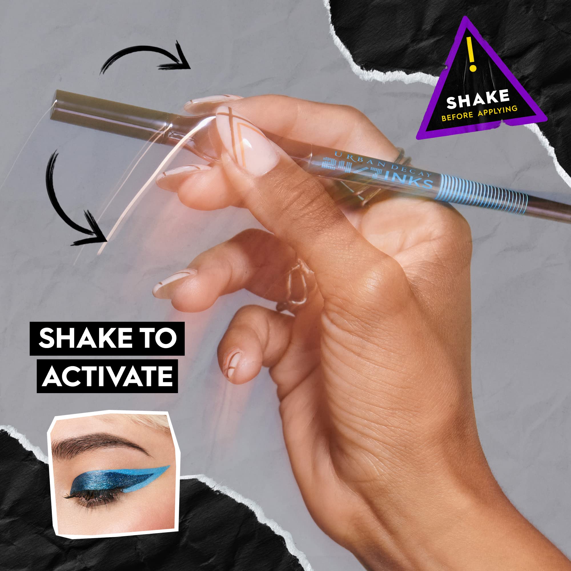 Urban Decay 24/7 Inks Matte and shimmer swatches highlight versatile finishes for any look.
