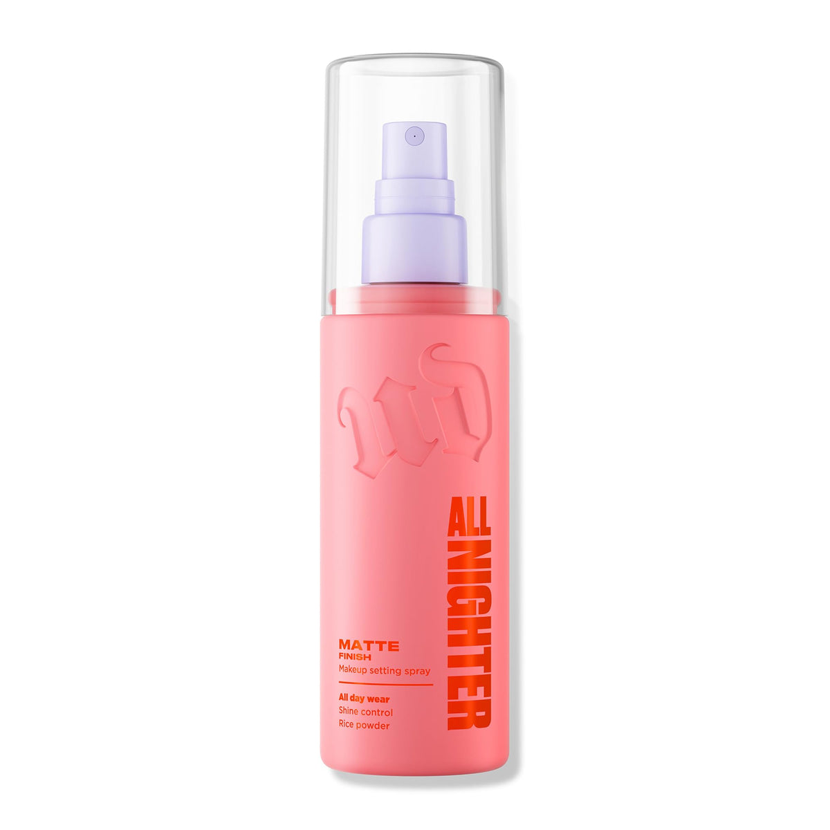 Urban Decay All Nighter bottle close-up showing matte finish setting for lasting makeup