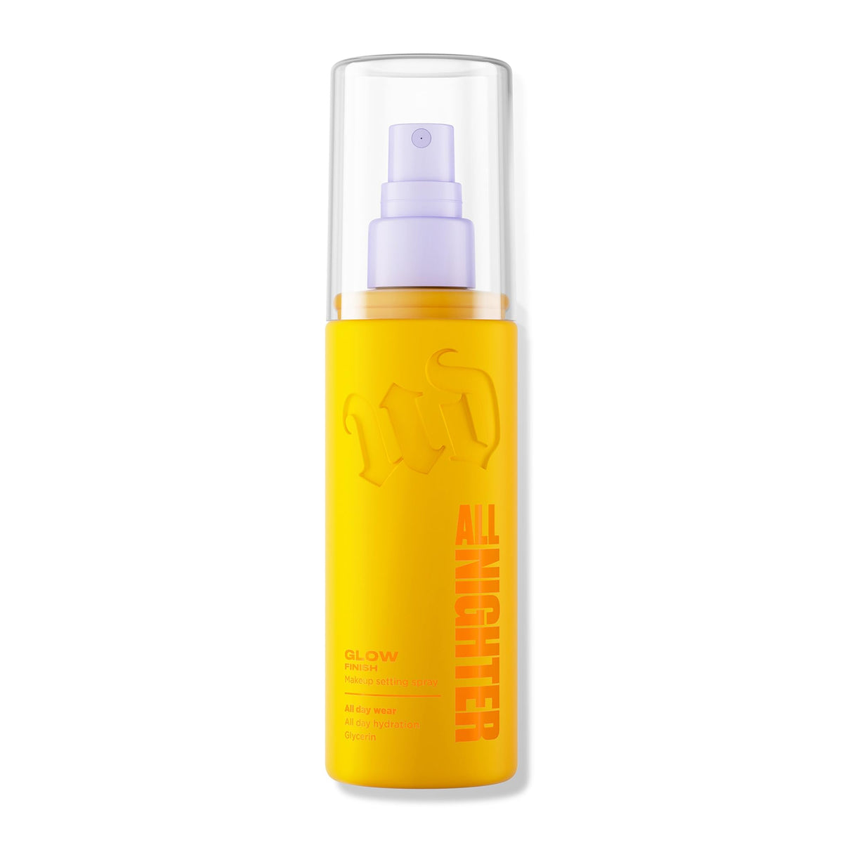 Urban Decay All Nighter Glow mist bottle close-up for long-wear radiance