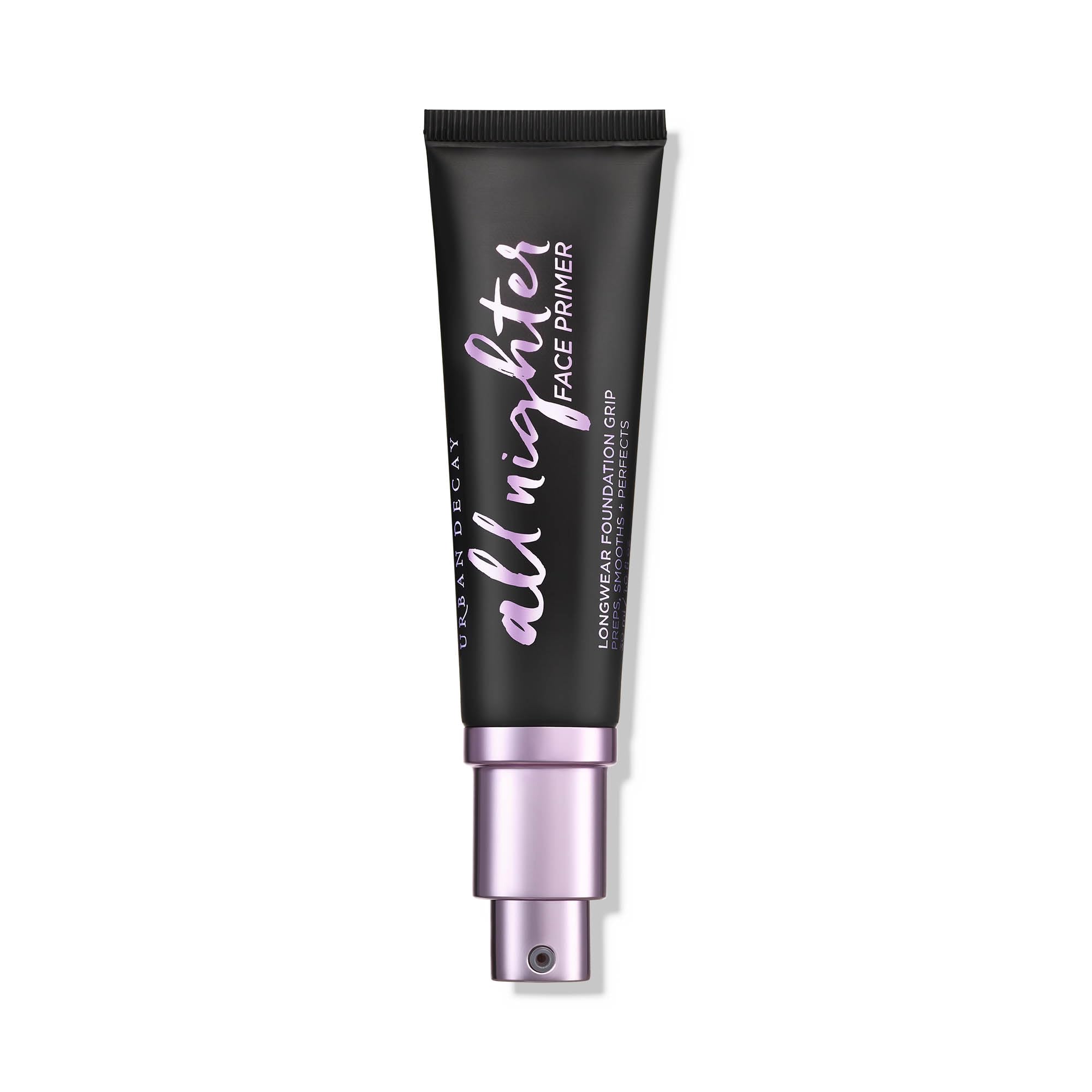 Urban Decay All Nighter primer bottle closeup showing hydration and long wear