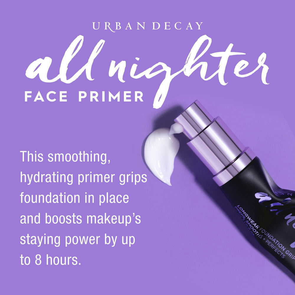 Urban Decay All Nighter primer close-up texture reveals hydration and smoothing finish.