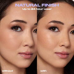 Urban Decay All Nighter ultra-fine mist demonstrates light application without disturbing makeup.