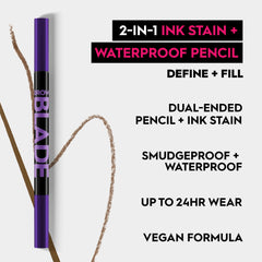 Urban Decay Brow Blade ink-stain brush detail demonstrates precise, flexible strokes.
