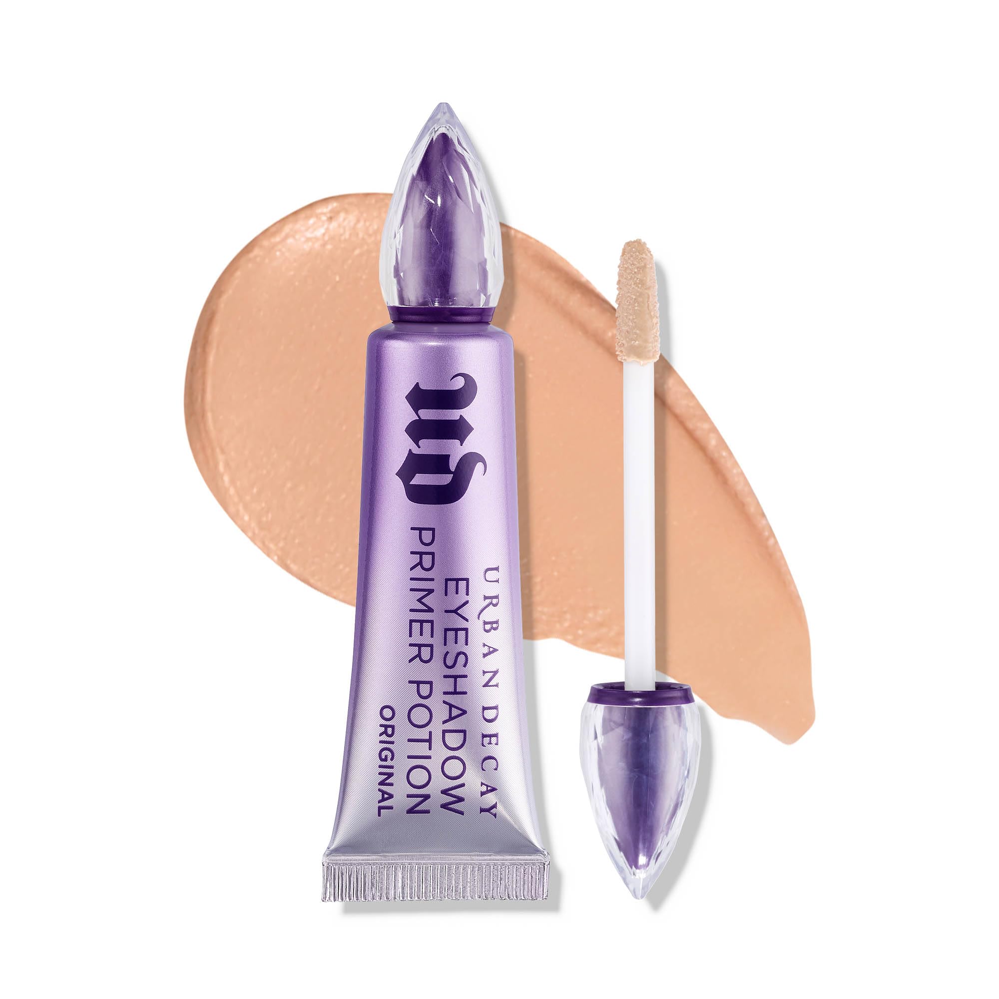 Urban Decay Eyeshadow Primer Potion Nude base-application smooths lids for creaseless makeup.