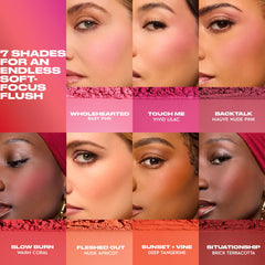 Urban Decay Face Bond Blush Suede waterproof application stays put in rain.