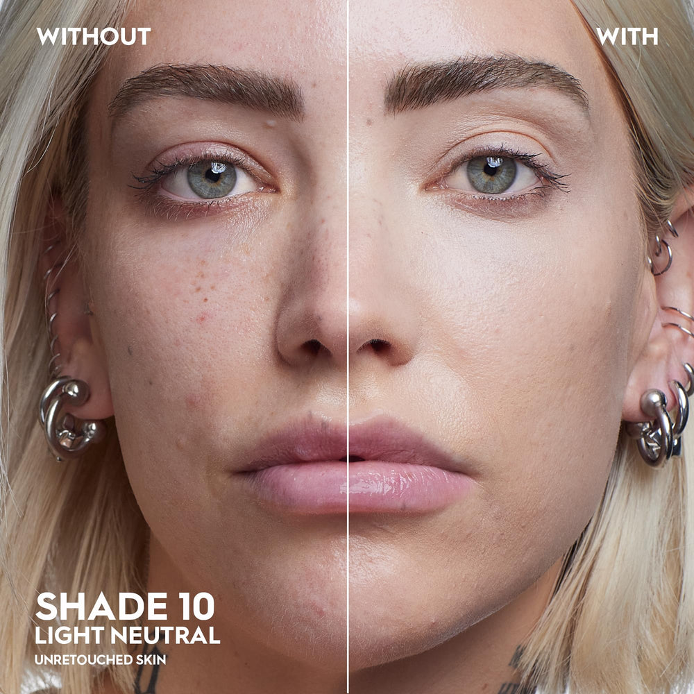 URBAN DECAY Face Bond texture swatch reveals buildable medium coverage and natural matte look.