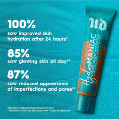 Urban Decay Hydromaniac texture close-up reveals creamy, blendable finish for skin-like glow.