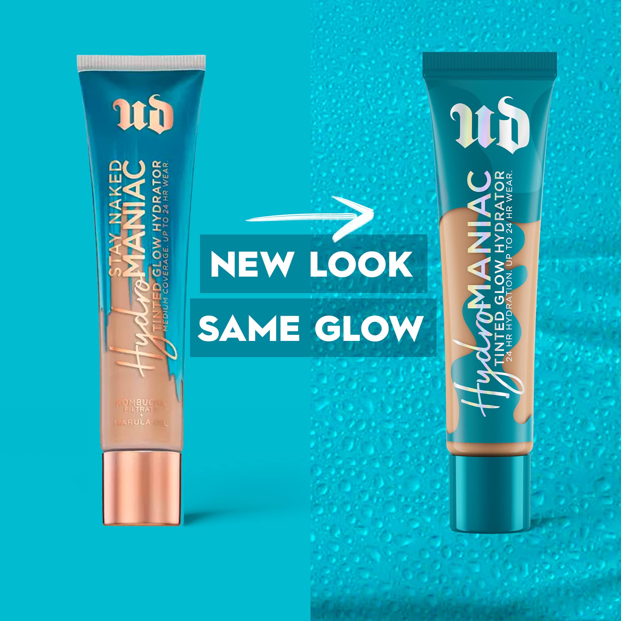 Urban Decay Hydromaniac swatch on forearm demonstrates buildable coverage for all-day radiance.