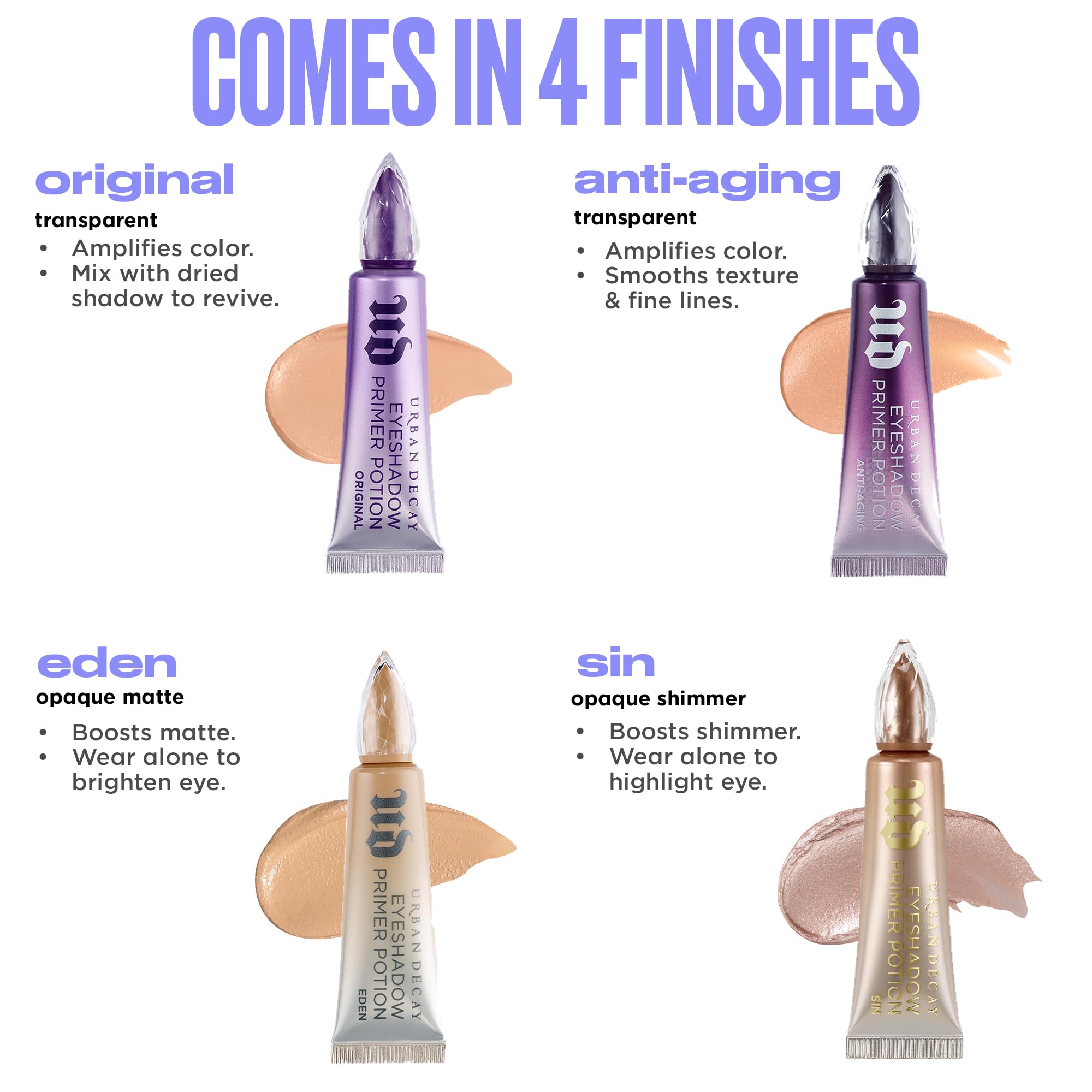 Urban Decay Matte Eyeshadow Primer Potion Eden showing a creaseless eye makeup look.