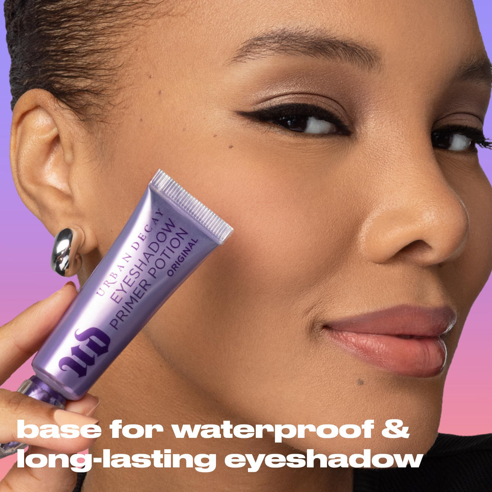 Urban Decay Matte Eyeshadow Primer Potion Eden demonstrating vibrant color enhancement.