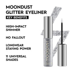 Urban Decay Moondust Glamrock silver glitter brush-detail shows precise line control