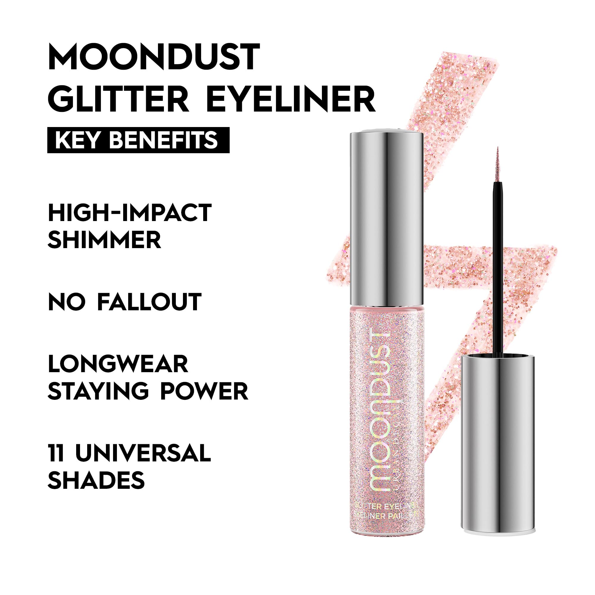Urban Decay Moondust Grind swatch as glitter topper on lid for extra sparkle.